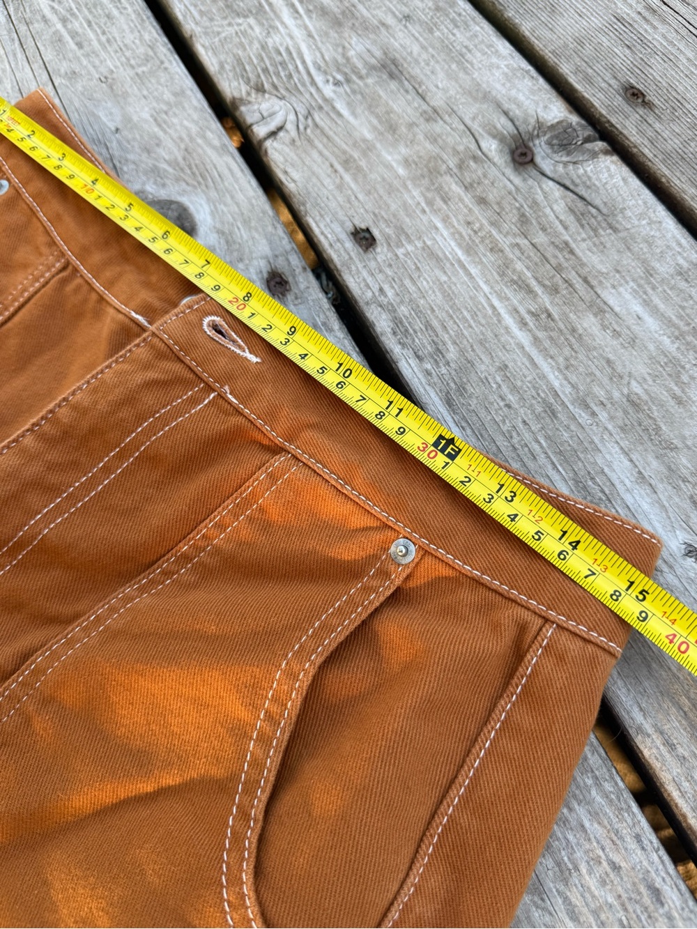BDG Rust Orange Skirt with Contrast Topstitching - Picture 2 of 7